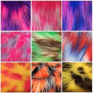 003 Multi Coloured Faux Fur Fabric - Multiple Lengths & Colours