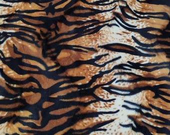 Tiger - Super Soft Animal Print Velboa Faux Fur Velour Fabric Craft Material 60" Wide