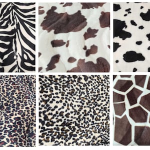 Super Soft Animal Print Velboa Faux Fur Velour Fabric Craft Material 60" Wide 002