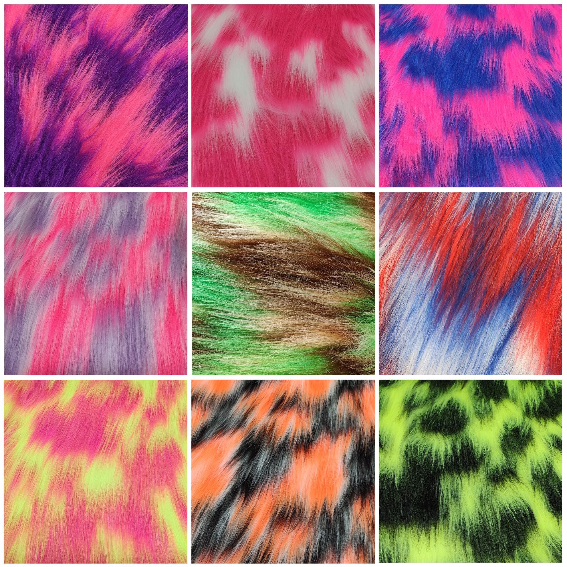 003 Multi Coloured Faux Fur Fabric - Multiple Lengths & Colours