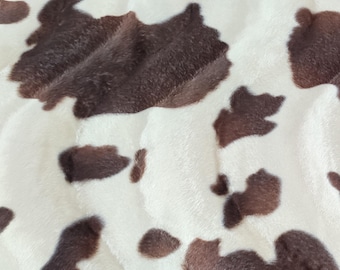 Brown Cow Print Velboa Faux Fur Fabric - 60" Wide