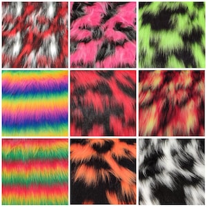 001 Multi Coloured Faux Fur Fabric - Multiple Lengths & Colours