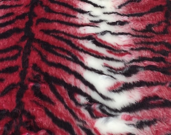 White Burgundy Tiger - Jacquard Fur Fabric R2 Quality - Multiple Lengths