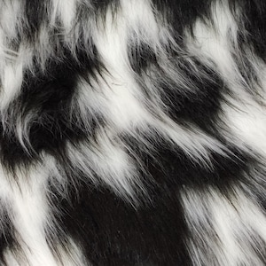 Multi Coloured Faux Fur Fabric - White/Black - Multiple Lengths