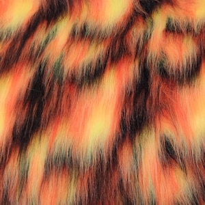 Tela de piel sintética multicolor - Negro/Flavine/Tango - Varias longitudes