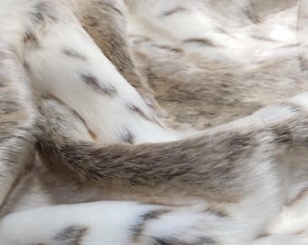 Beige Lynx Faux Fur Fabric: Luxury Upholstery Material