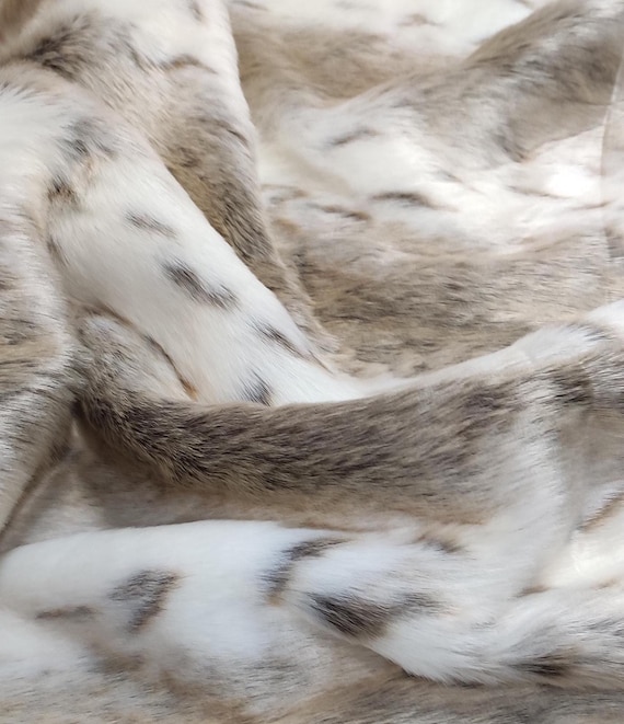 Beige Lynx Faux Fur Fabric: Luxury Upholstery Material