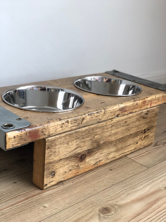 Wooden dog feeding station sales