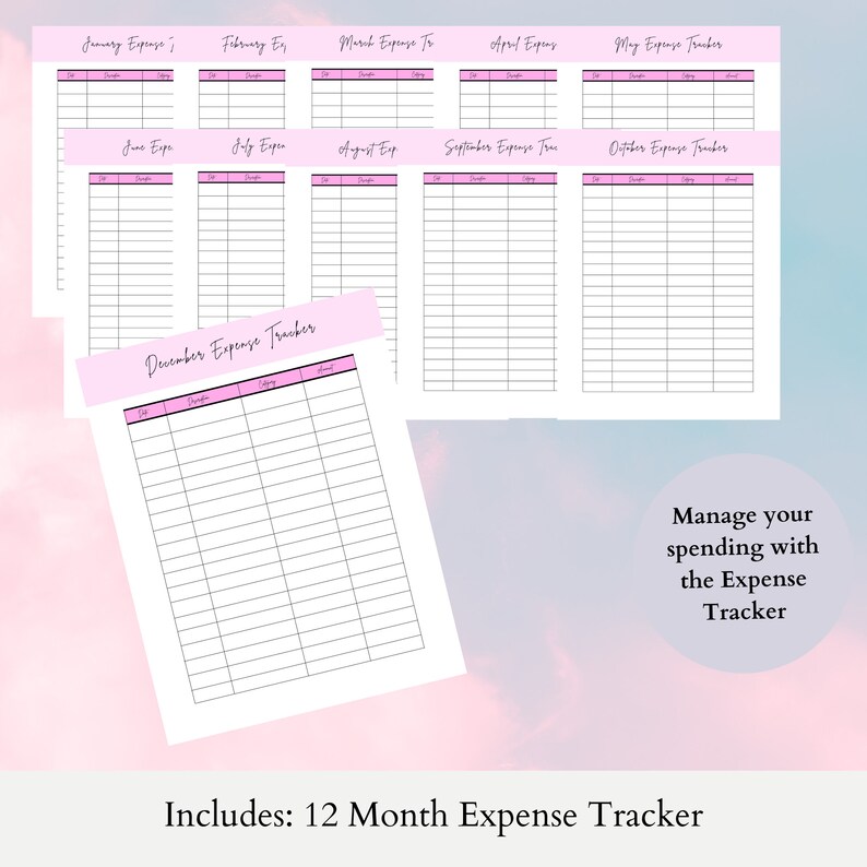 Printable A4, A5, 8.5x11 Financial Planner 55 Pages Budget Planner ...
