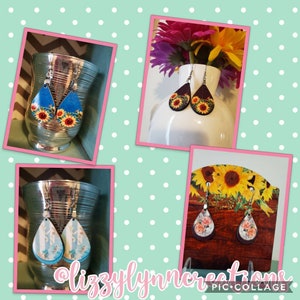 Earrings, Sunflower earrings, Floral earrings