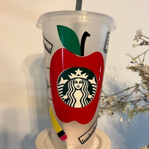 Starbucks Cold Tumbler, Teacher, School employee, Teacher Starbucks, Apple Tumbler