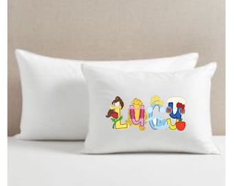 Personalized Pillow Cover for Kids with Princess Font, Princess Pillow