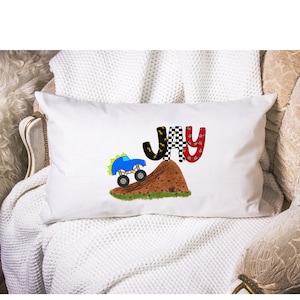 Personalized Pillowcase, Monster Truck Personalized Pillow Cover for Adults and Kids with Truck Font, Trucks, Monster Trucks
