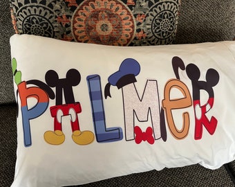 Personalized Pillowcase,  Personalized Pillow Cover for Adults and Kids with Mouse Font