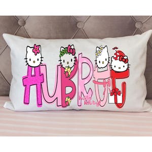 Personalized Pillowcase, Kitty Font, Cartoon, Personalized Pillow Cover, Water bottles, and Cups for Kids with Kitty