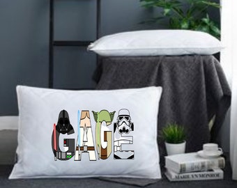 Personalized Pillow Cover for Adults and Kids with Star Character Font and War Character Font