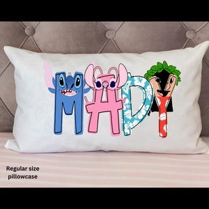 Lilo and Stitch Personalized Pillowcase, Personalized Pillow Cover for Adults and Kids with Lilo and Stitch Font
