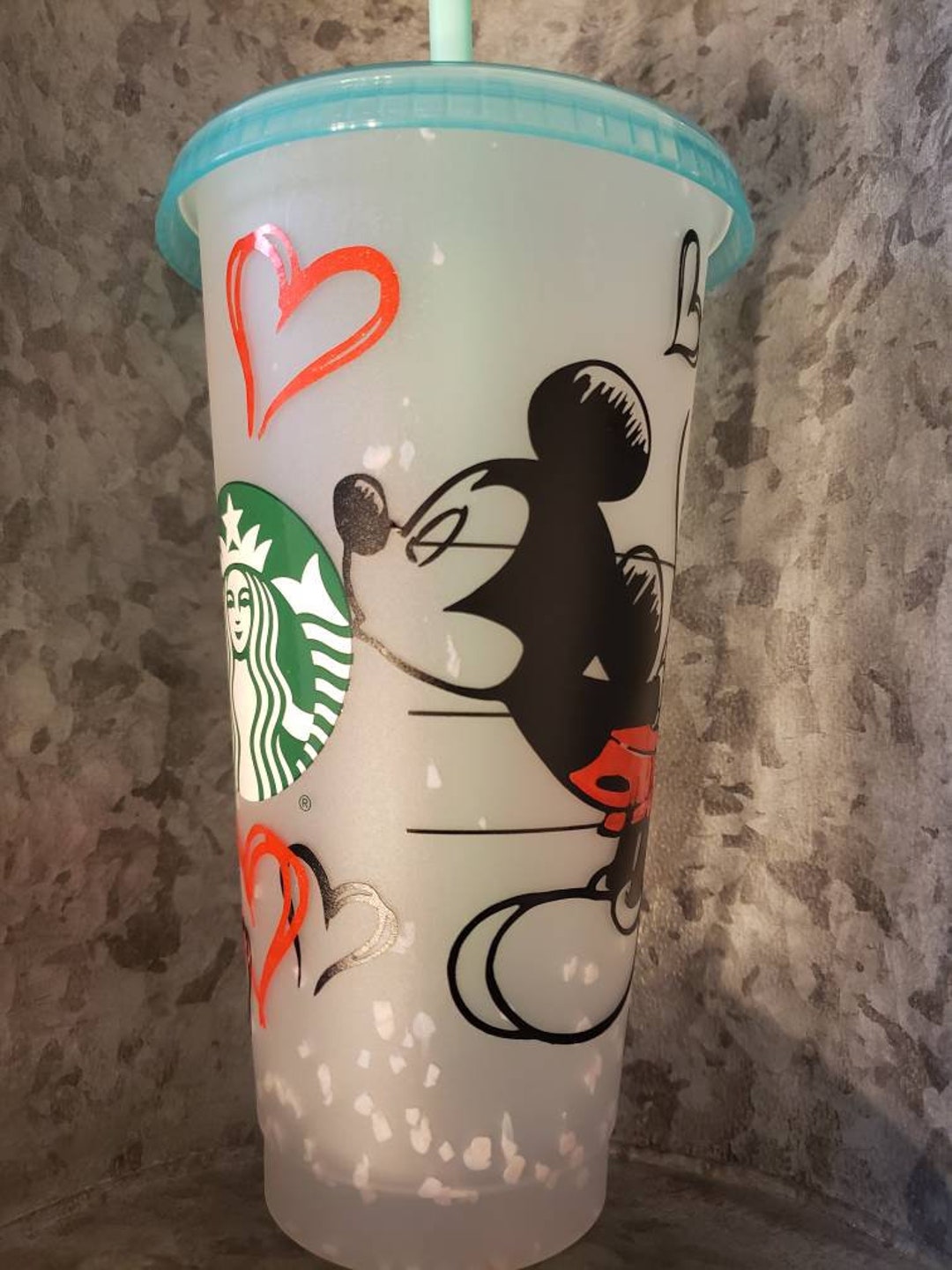 1 Custom 24oz STARBUCKS Reusable Cold to Go Cup MICKEY MOUSE LOUIS