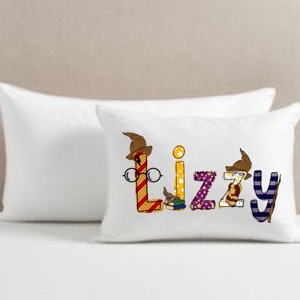 Personalized Pillow Cover for Kids with Wizard Font