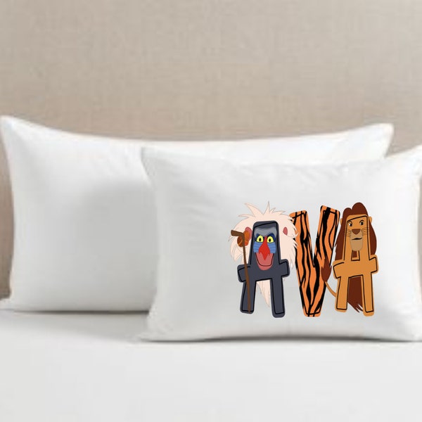 Personalized Pillow Cover for Kids with Lion Font, Animal Kingdom Personalized Pillowcase