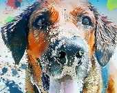 Bespoke digital dog portrait - commissioned digital dog portrait - dog pop art