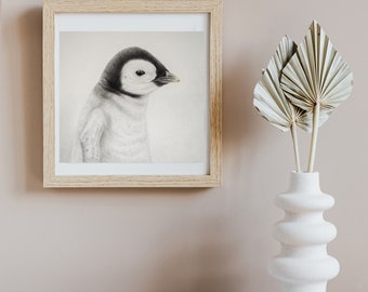 Art Print of an Emperor Penguin Chick, penguin art, penguin gift, Arctic animals