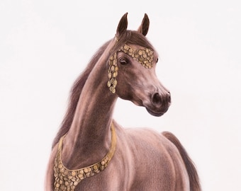 Arabian Horse Art Print – Original Watercolour & Coloured Pencils Drawing