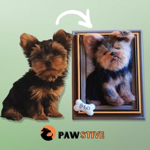 Aangepaste huisdier portret vilten hond Hondenliefhebbers cadeau huisdier vilten hond Memorial Plushie hond sleutelhanger Huisdierreplica gepersonaliseerde huisdierverliesgeschenken 3D Framed Portrait