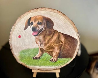 Aangepaste huisdier portret houten ornamenten - schilderen op hout segment van hond kat voor huisdier verlies gepersonaliseerde gift handgeschilderde huisdier portret