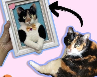Aangepaste vilten kat portret | Kunstlijst | Decor, geschenk, huisdiergedenkteken voor dierenliefhebbers | Handgemaakte gepersonaliseerde vilten | Kitty-lijst | Kat moeder