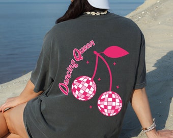 Disco Cowgirl Vibes: Oversized Cherry Disco Ball Comfort Colors Tee, Trendy Disco Ball, Summer T Shirt, Disco Cowgirl T Shirt, Dancing Queen