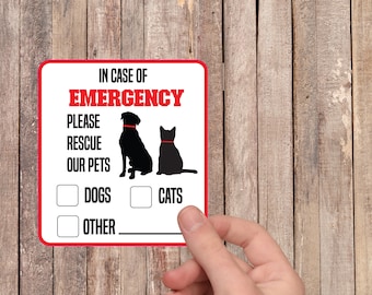 Pet Rescue Decal, Emergency Rescue Sticker for Pet Parents, Fire Rescue Sticker for Pets, Gift for Pet Lover, Pet Parent Stocking Stuffer