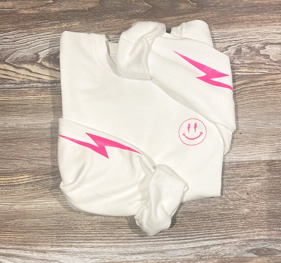 smiley face lightning bolt sweatshirt