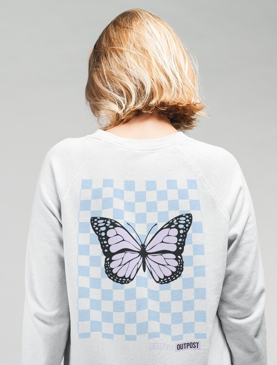 Checkerboard Butterfly Crewneck 