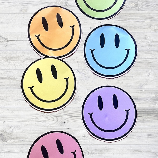 Smiley Face Stickers, Trendy Stickers, Preppy Stickers, Vinyl Stickers, Water Bottle Stickers, Back To School, Notebook Sticker, Colorful