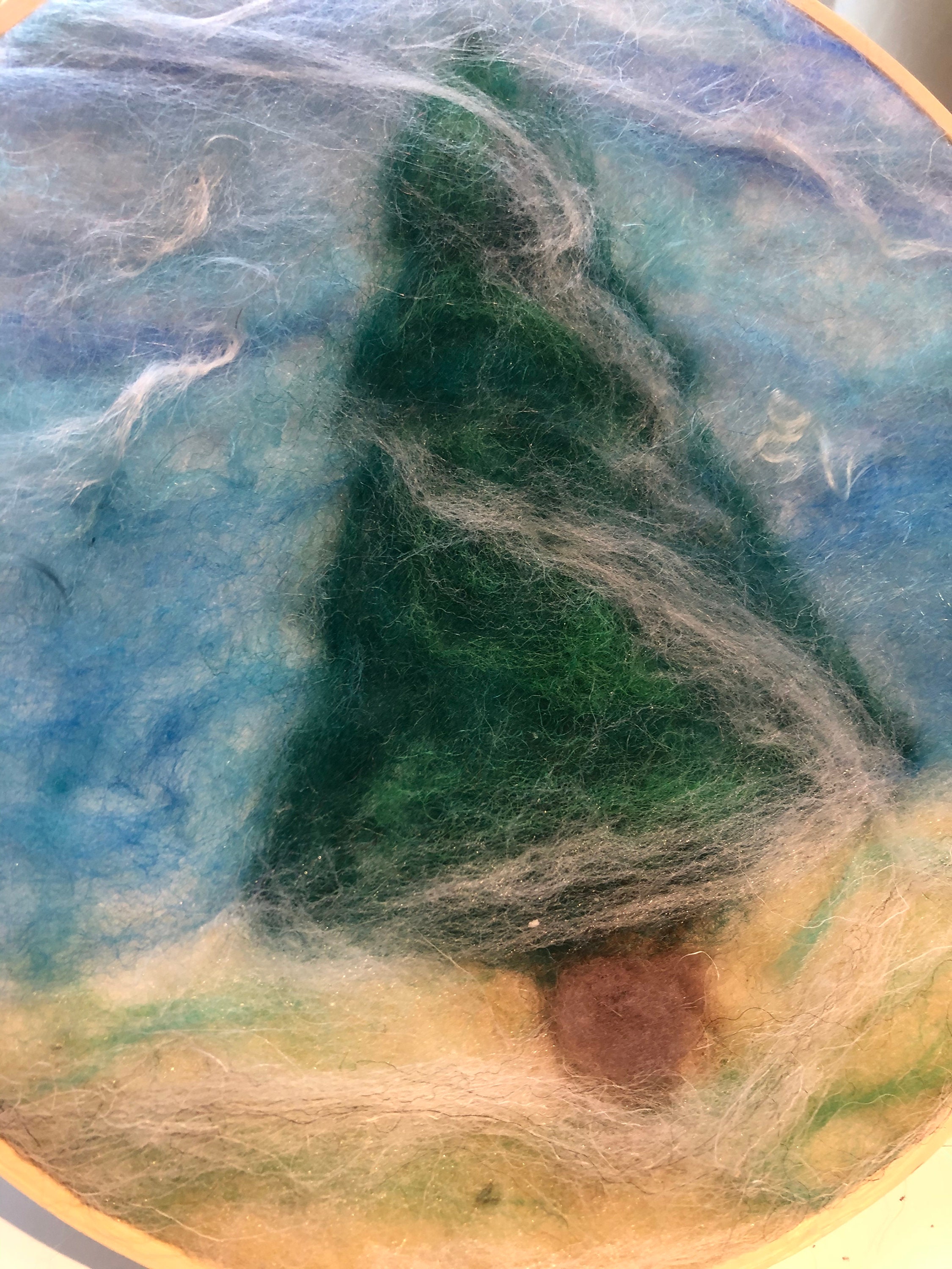 Winter Tree Felted Wool Painting / Needle Felting / Wool Art / Etsy