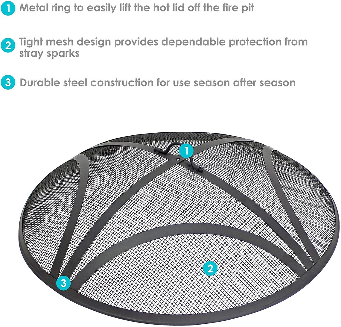 Fire Pit Spark Screen Cover Round Outdoor Heavy Duty Metal Etsy