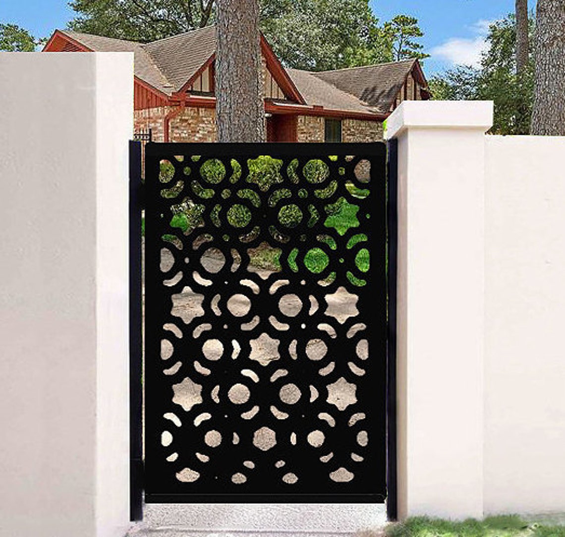 Puerta de jardín de metal corte láser panel de privacidad | Etsy