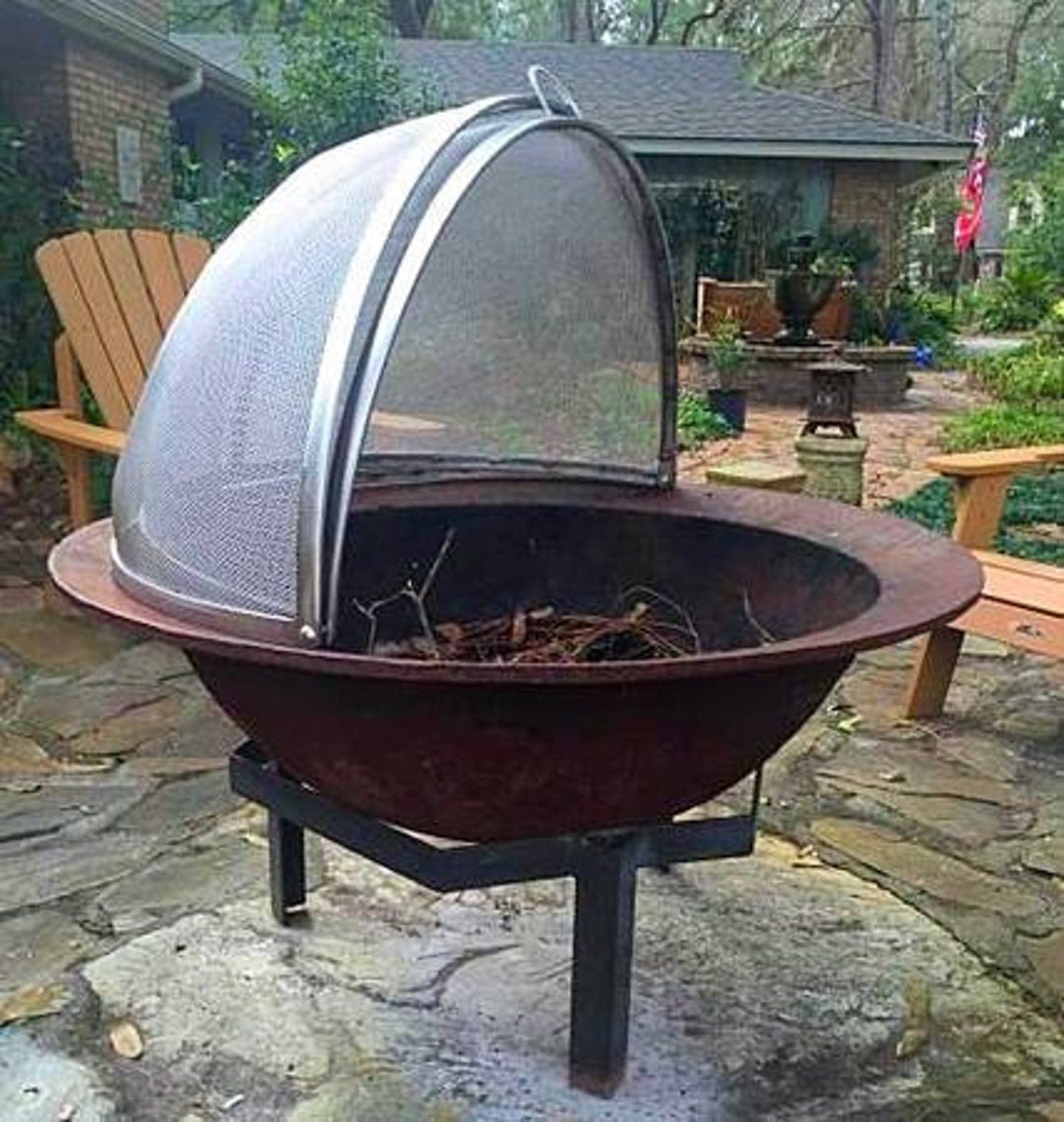 Fire Pit Screen Dome Firepit Screen Stainless Steel Round Etsy