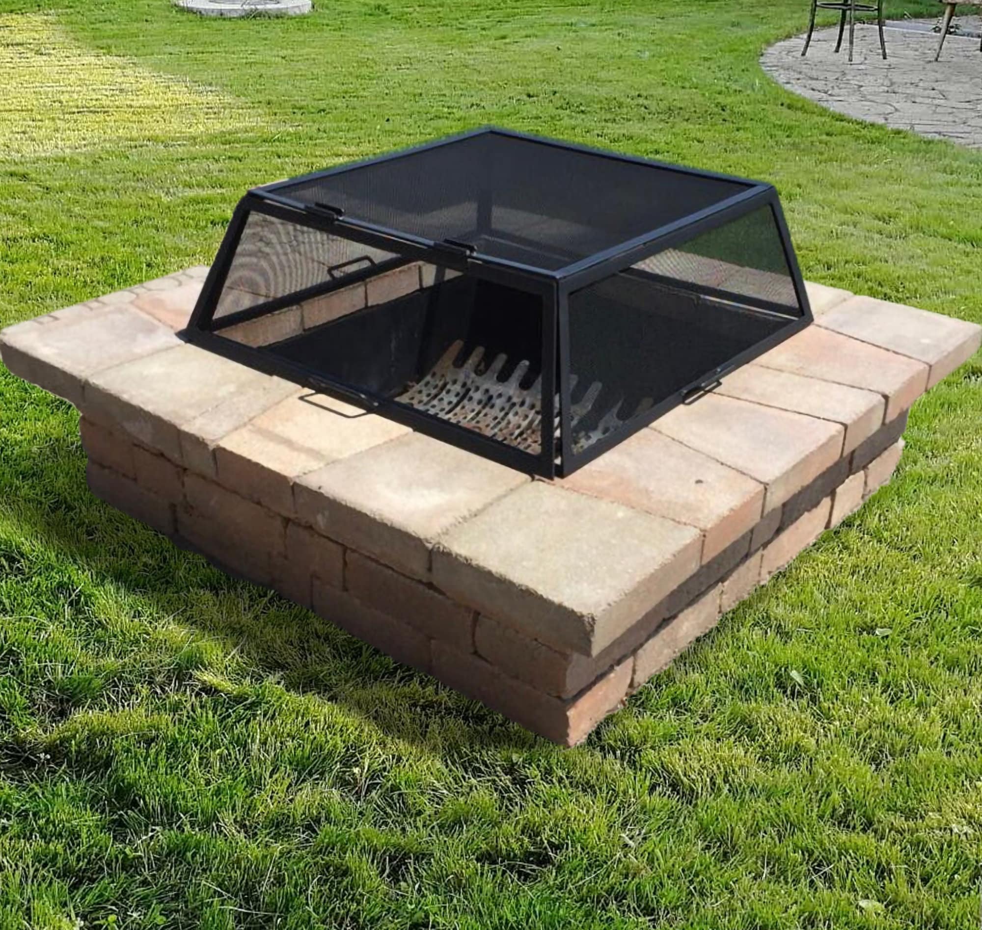 Square Fire Pit Screen Carbon Steel Made in Canada Etsy
