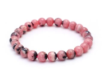 Rhodochrosite Bracelet, Natural Gemstone Bracelet, Unisex Women Mens Bracelet, Beaded Bracelet, Gift for Her/Him