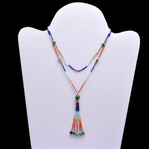 7 Chakra Beaded Necklace, 7 Chakra Micro Faceted Round Beaded Jewelry, 7 Chakra Beaded Necklace, 2mm 7 Chakra Beads Necklace