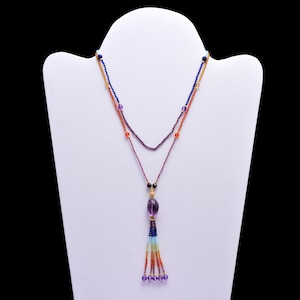 7Chakra Beaded Necklace, 7 Chakra Micro Faceted Round Beaded Jewelry, 7 Chakra Beaded Necklace, 2mm 7 Chakra Beads Necklace