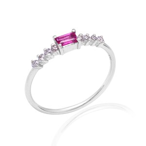 14k Gold Tourmaline And Diamond Ring /  Wedding Ring / Stackable Diamond Ring Diamond Stacking Ring Solid Gold Ring /Tourmaline Ring