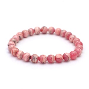 Rhodochrosite Bracelet, Natural Rhodochrosite Gemstone Bracelet, Unisex Women Mens Bracelet, Beaded Bracelet, Gift for Her/Him