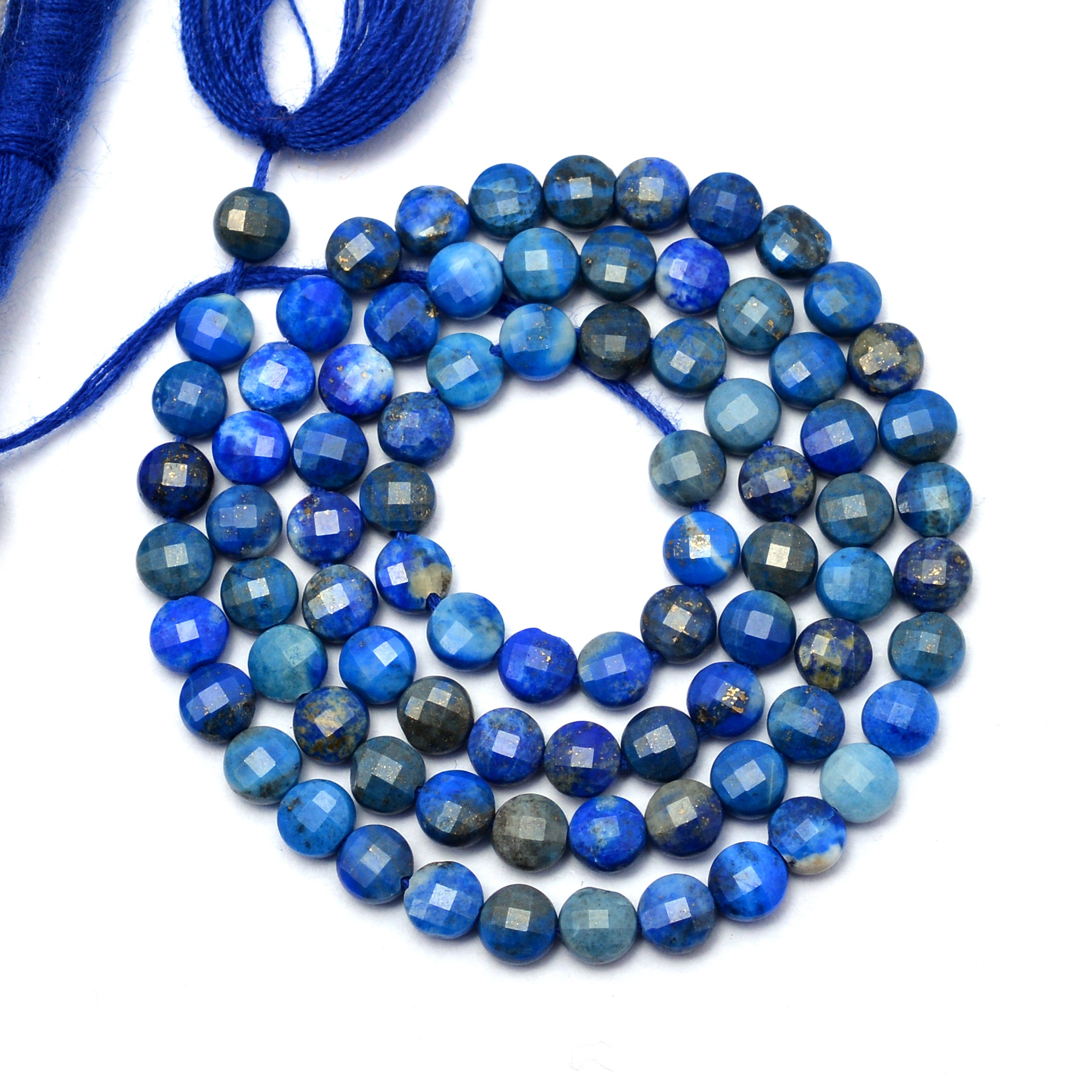 Natural Lapis Lazuli 4mm Faceted Coin Briolette Beads 13inch Etsy