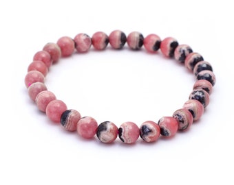 Rhodochrosite Bracelet, Natural Gemstone Bracelet, Unisex Women Mens Bracelet, Beaded Bracelet, Gift for Her/Him
