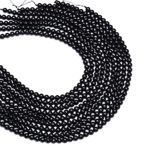 Black Tourmaline Beads Brazil Grade AAA Genuine Natural Gemstone Round Loose Beads 6MM 8MM Bulk Lot Options