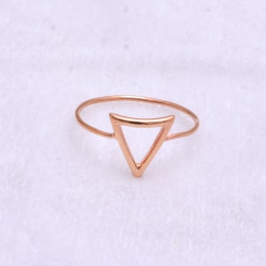 14k Solid Triangle Ring, 14k Gold Triangle Ring, 14k Gold Modern Triangle Ring, Gold Stackable Ring, 14k Simple Triangle Boho Ring Gold Ring
