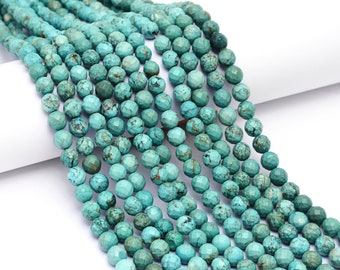 Faceted Blue Turquoise Round Beads 15.5" Strand 6mm 8mm  Turquoise Beads Faceted Full Strand